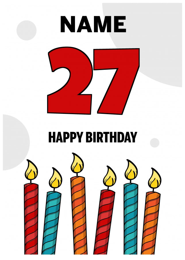 Happy 27th Birthday Card - Bold Birthday Candles Design