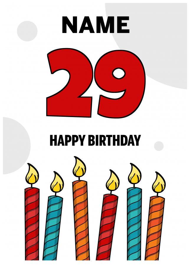 Happy 29th Birthday Card - Bold Birthday Candles Design