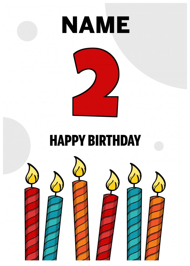 Happy 2nd Birthday Card - Bold Birthday Candles Design