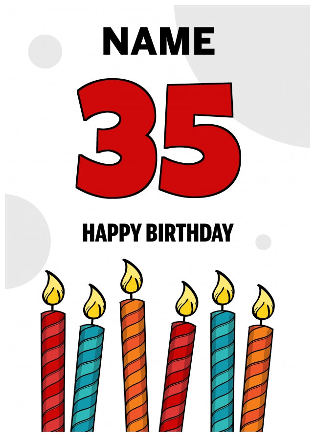 Happy 35th Birthday Card - Bold Birthday Candles Design