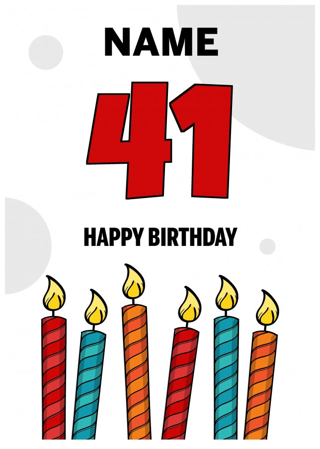 Happy 41st Birthday Card - Bold Birthday Candles Design