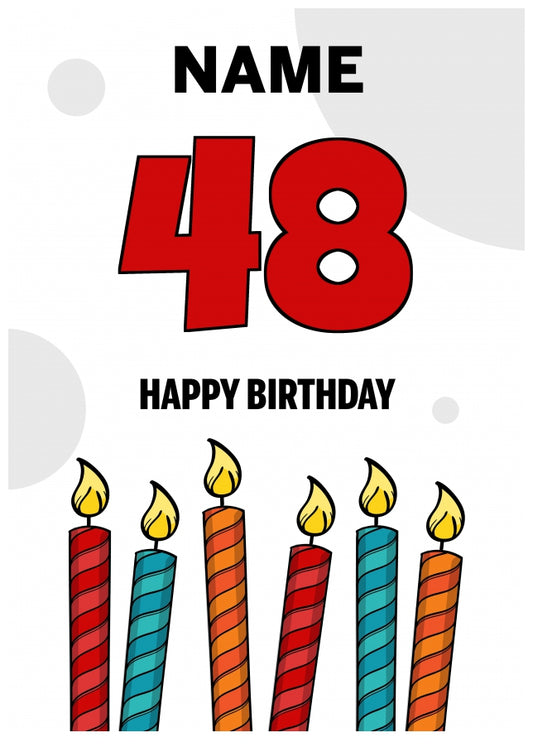 Happy 48th Birthday Card - Bold Birthday Candles Design