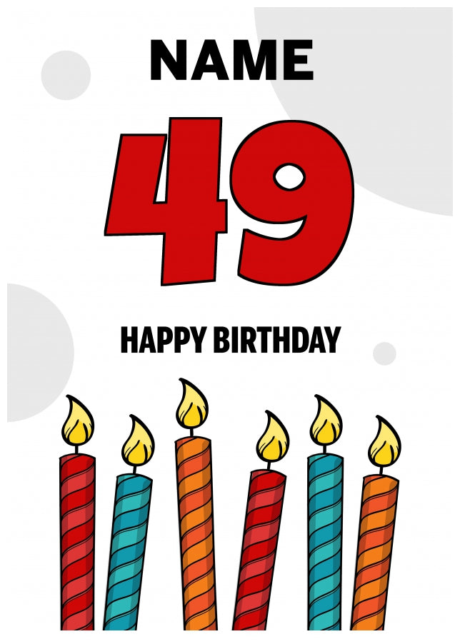 Happy 49th Birthday Card - Bold Birthday Candles Design