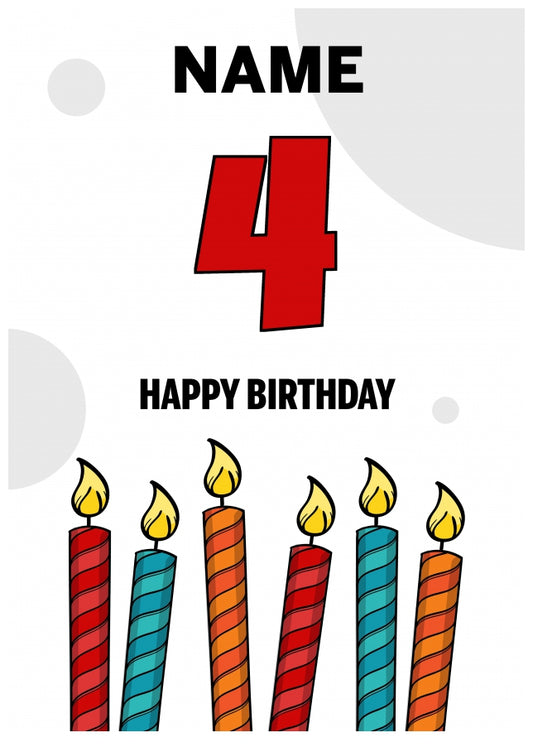 Happy 4th Birthday Card - Bold Birthday Candles Design