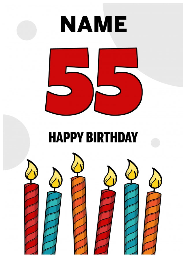 Happy 55th Birthday Card - Bold Birthday Candles Design