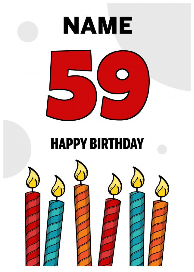 Happy 59th Birthday Card - Bold Birthday Candles Design