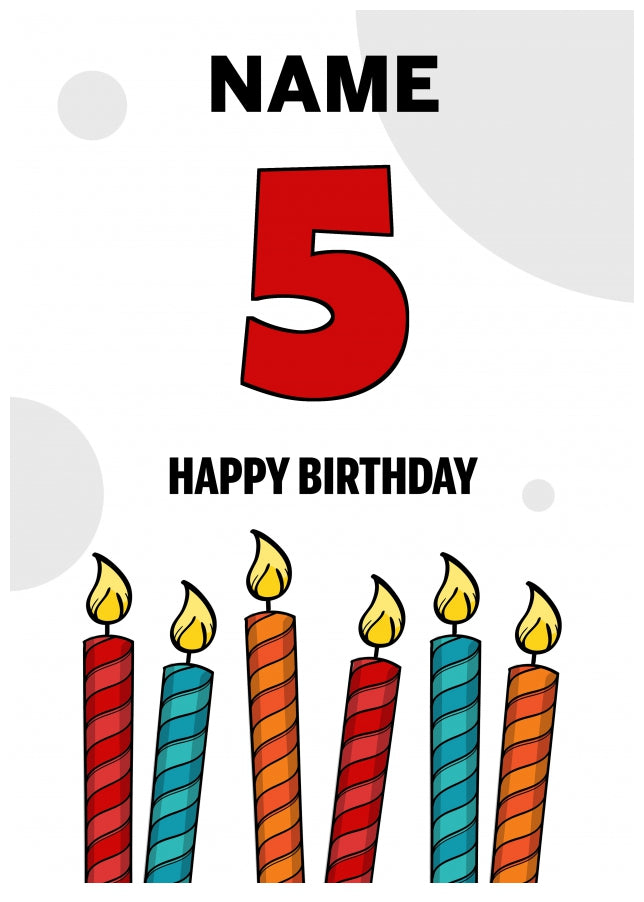 Happy 5th Birthday Card - Bold Birthday Candles Design