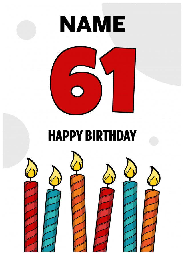 Happy 61st Birthday Card - Bold Birthday Candles Design