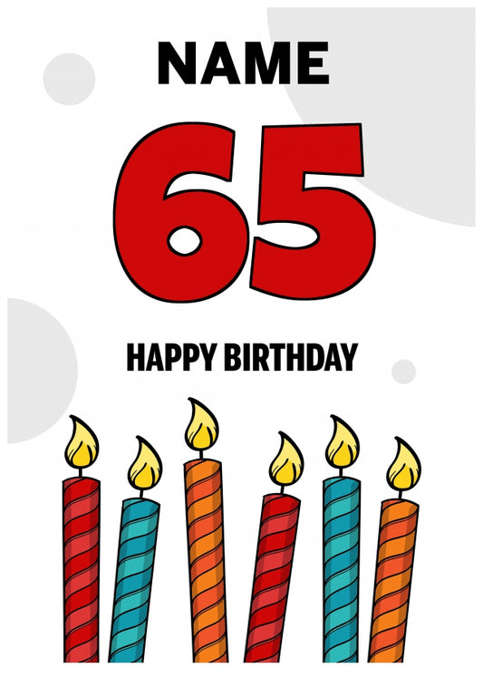 Happy 65th Birthday Card - Bold Birthday Candles Design