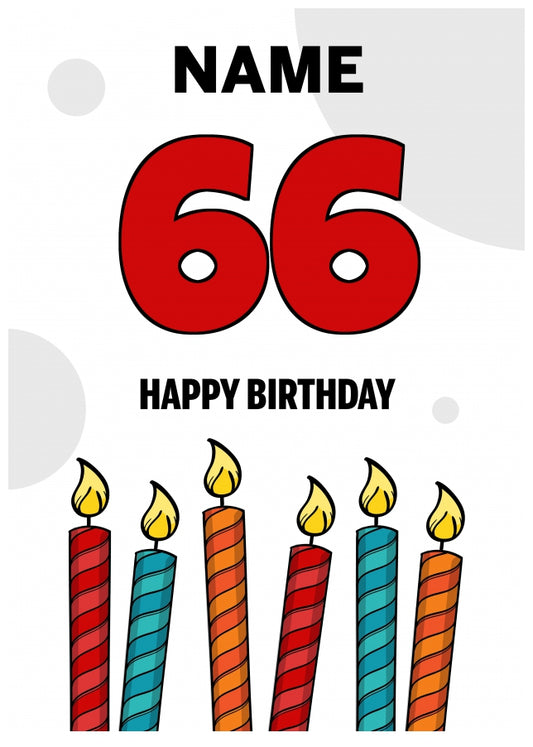 Happy 66th Birthday Card - Bold Birthday Candles Design