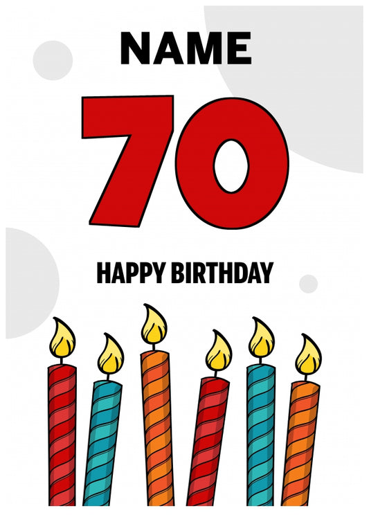 Happy 70th Birthday Card - Bold Birthday Candles Design