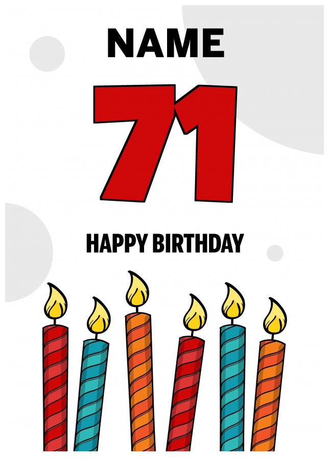 Happy 71st Birthday Card - Bold Birthday Candles Design