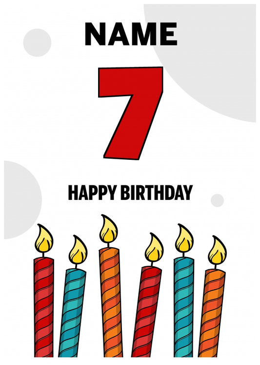 Happy 7th Birthday Card - Bold Birthday Candles Design