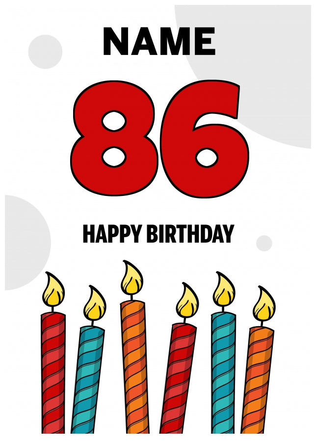 Happy 86th Birthday Card - Bold Birthday Candles Design