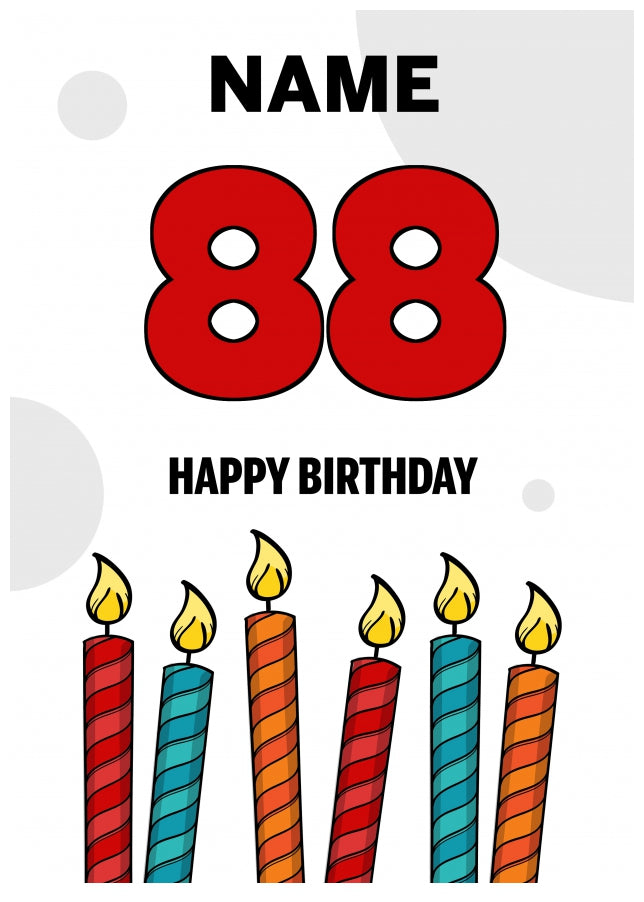 Happy 88th Birthday Card - Bold Birthday Candles Design