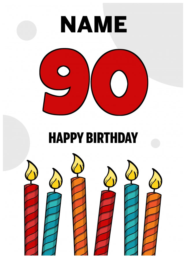 Happy 90th Birthday Card - Bold Birthday Candles Design