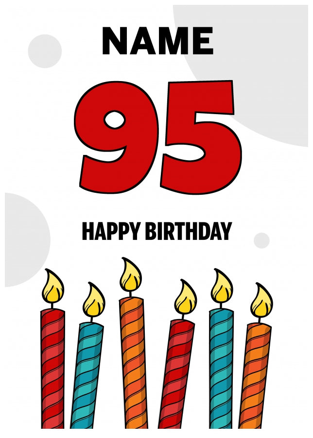 Happy 95th Birthday Card - Bold Birthday Candles Design