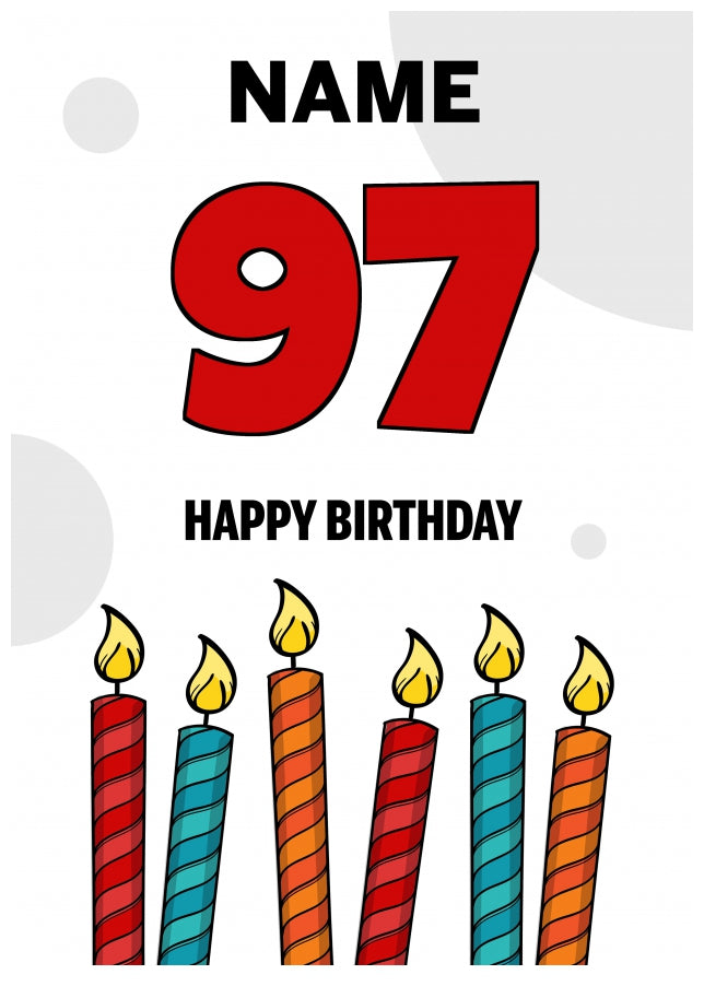 Happy 97th Birthday Card - Bold Birthday Candles Design