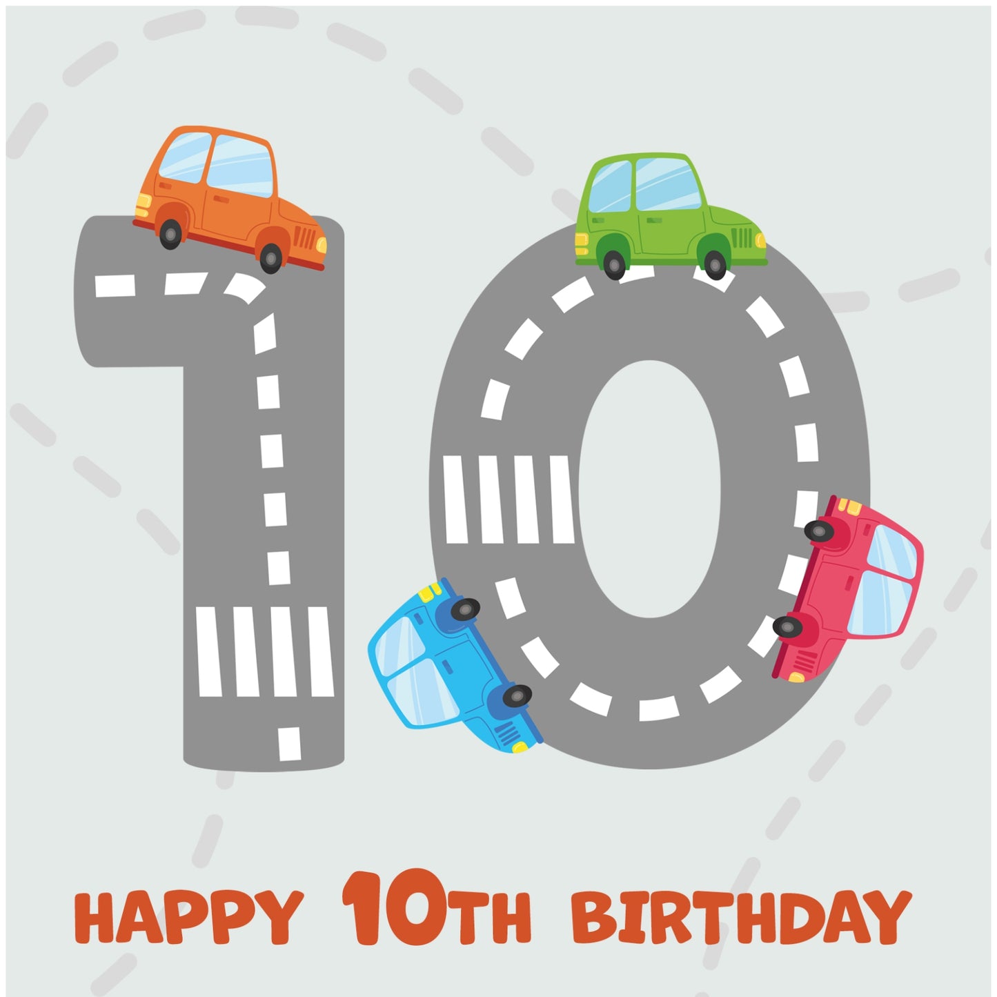 Boys 10th Birthday Card - Cars Playmat Design