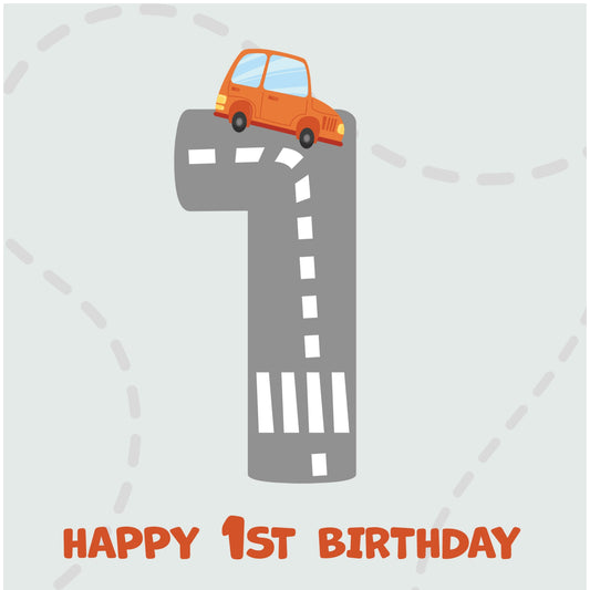 Boys 1st Birthday Card - Cars Playmat Design