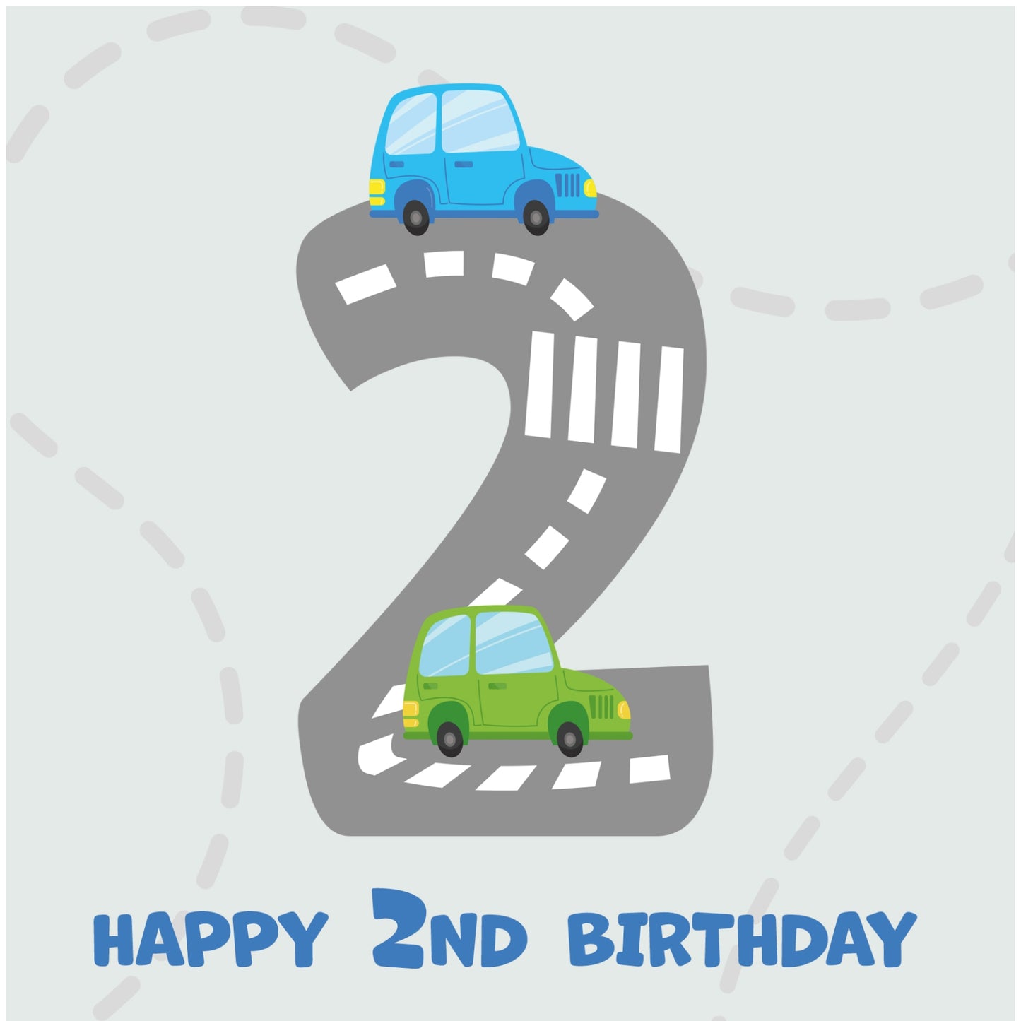 Boys 2nd Birthday Card - Cars Playmat Design