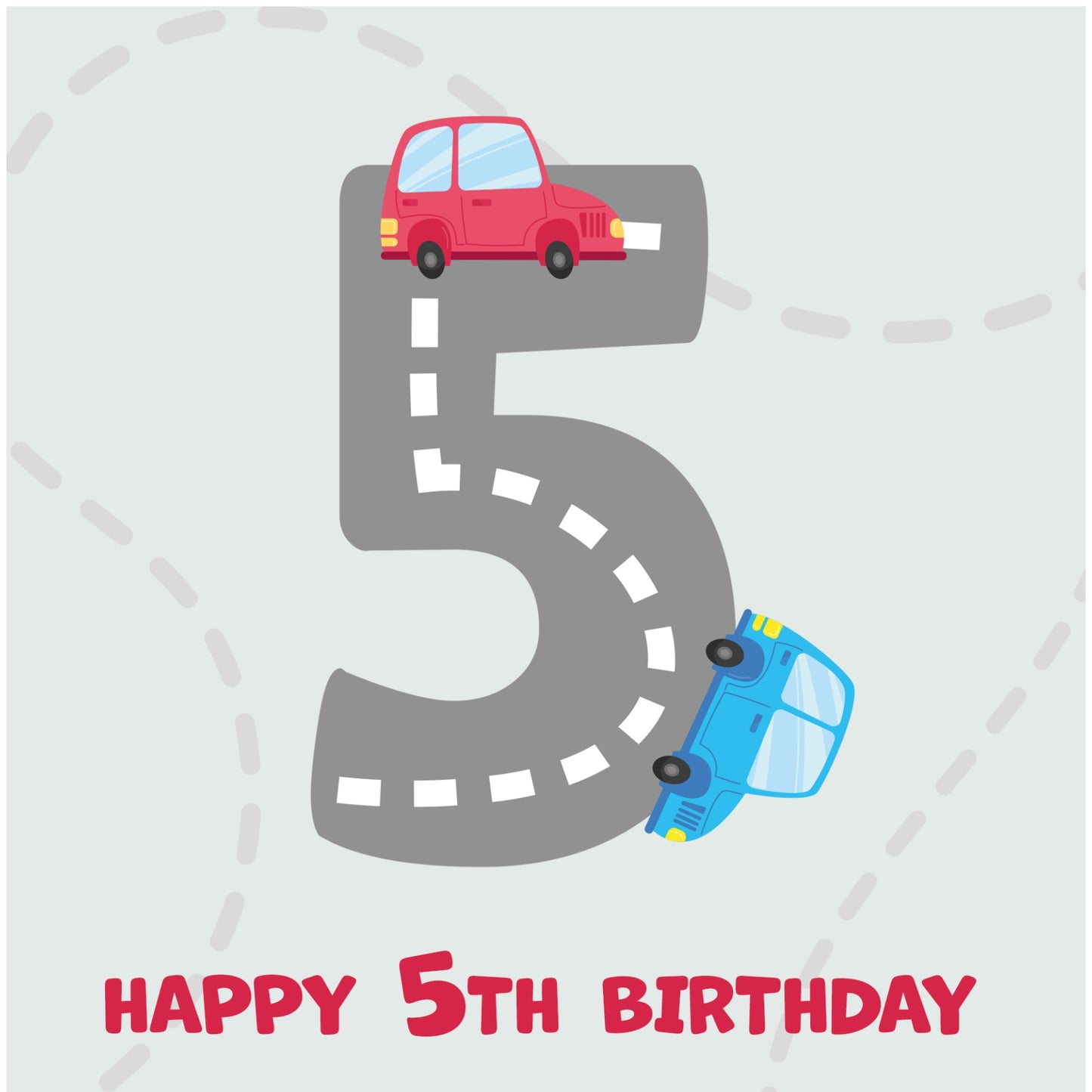 Boys 5th Birthday Card - Cars Playmat Design