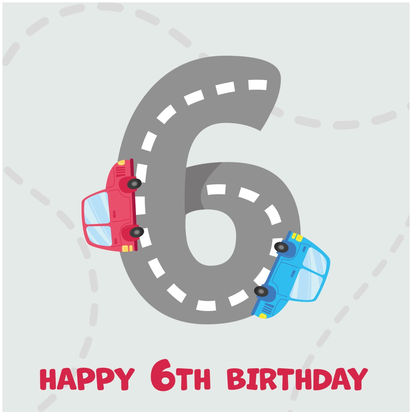 Boys 6th Birthday Card - Cars Playmat Design