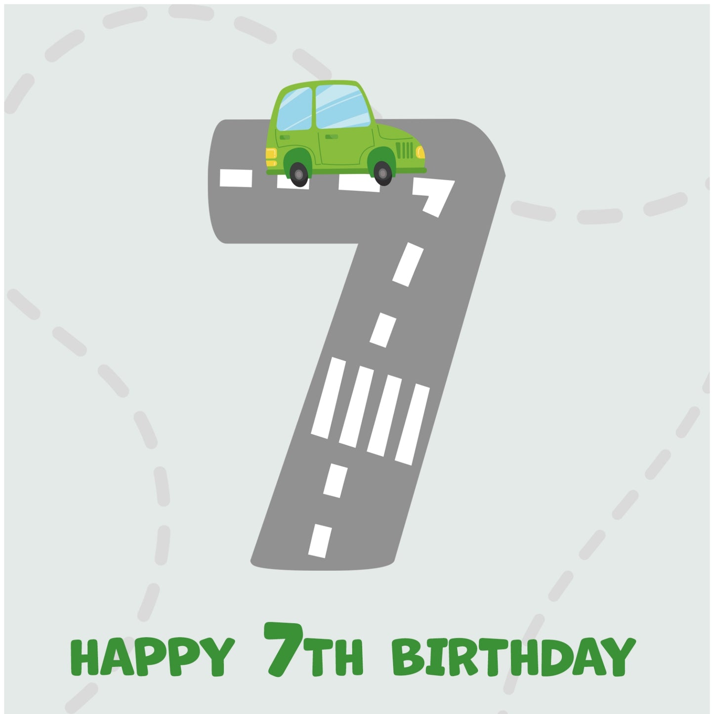 Boys 7th Birthday Card - Cars Playmat Design