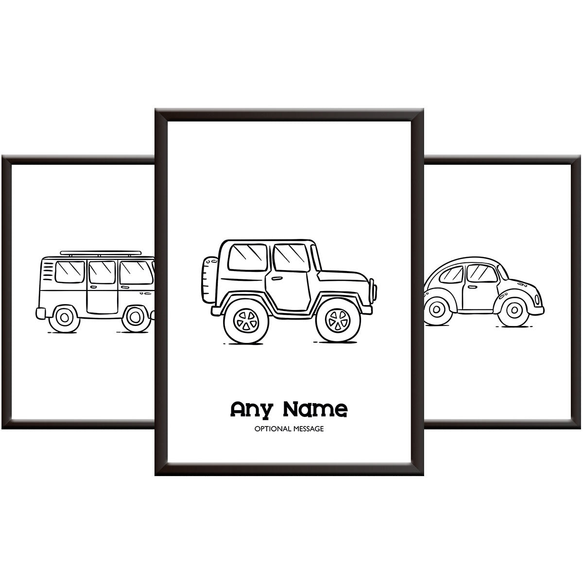 Cars Nursery Pictures - Line Art Print Set