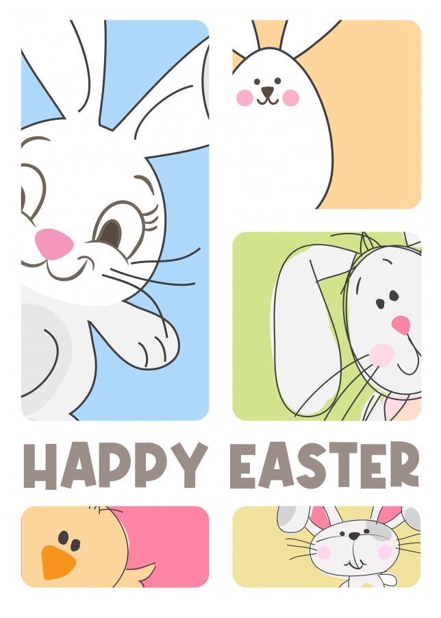 Cute Easter Card for Kids - 1st Easter Card with Bunny for Grandson or Granddaughter