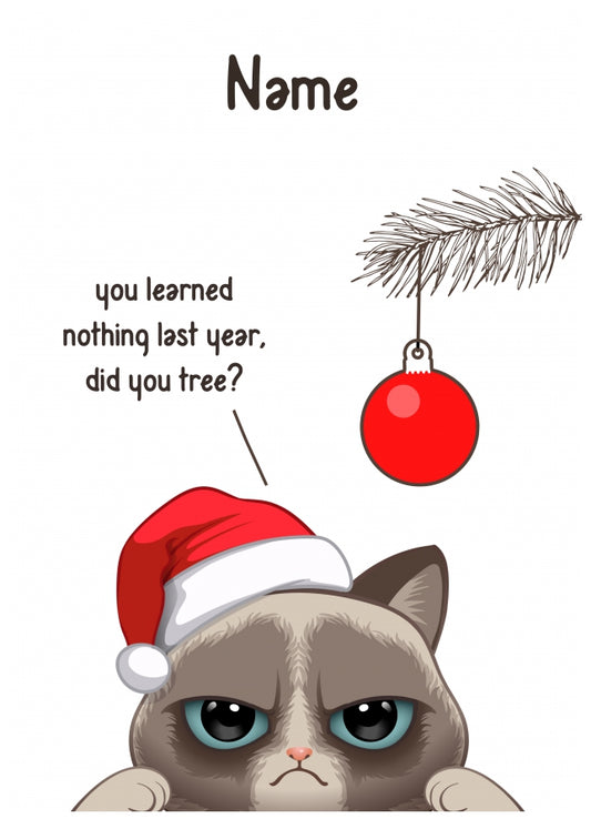 Personalised Cat You Learned Nothing Christmas Card