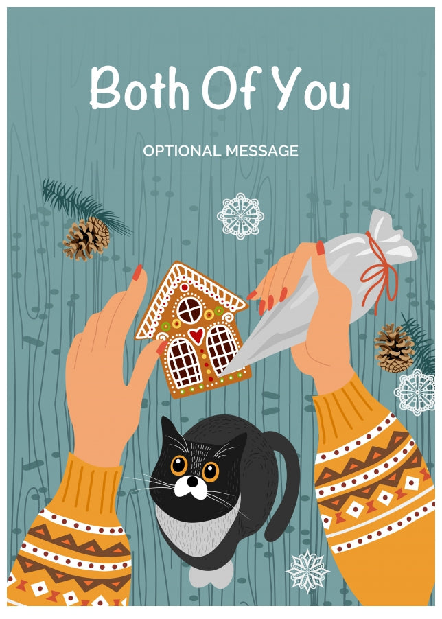 Cats and Cookies Christmas Card for Both Of You - Festive Baking