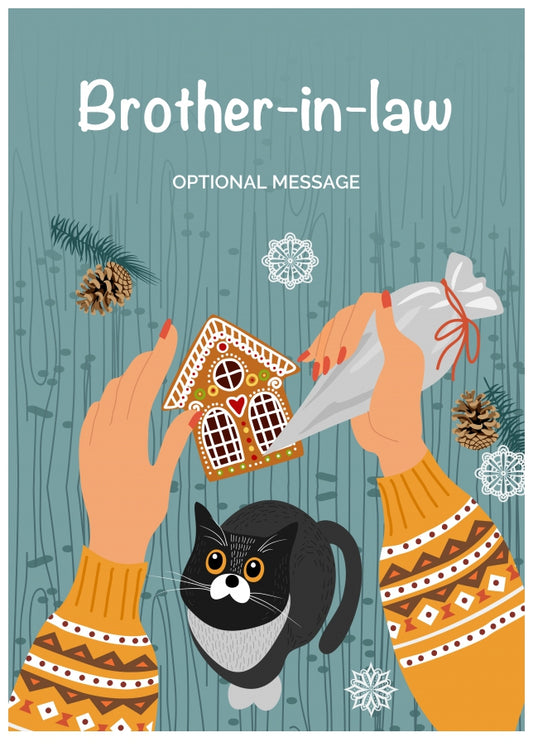 Cats and Cookies Christmas Card for Brother-in-law - Festive Baking