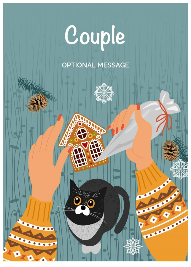 Cats and Cookies Christmas Card for Couple - Festive Baking