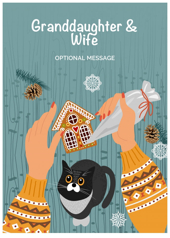 Cats and Cookies Christmas Card for Granddaughter & Wife - Festive Baking