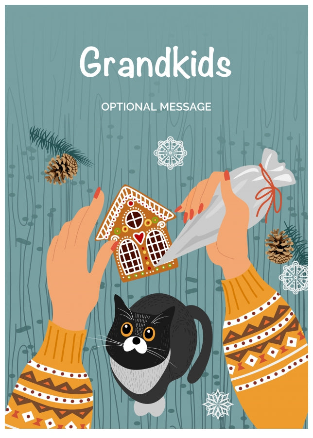 Cats and Cookies Christmas Card for Grandkids - Festive Baking