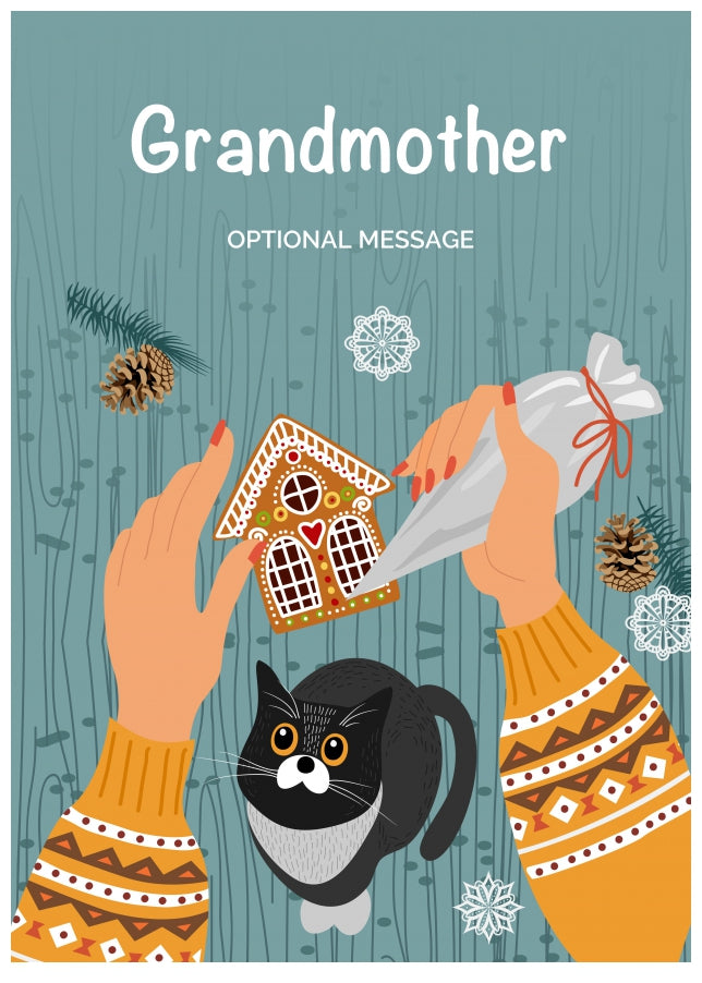 Cats and Cookies Christmas Card for Grandmother - Festive Baking