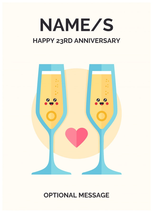 Champagne 23rd Wedding Anniversary Card for Couples