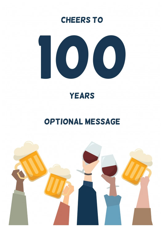 Fun 100th Birthday Card - Cheers to 100 Years!