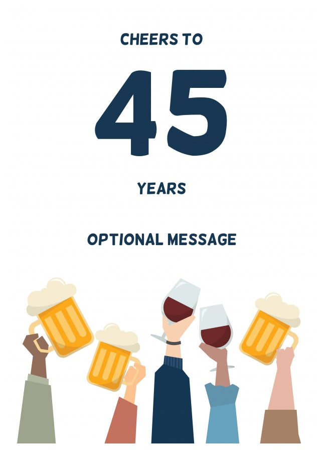 Fun 45th Birthday Card - Cheers to 45 Years!