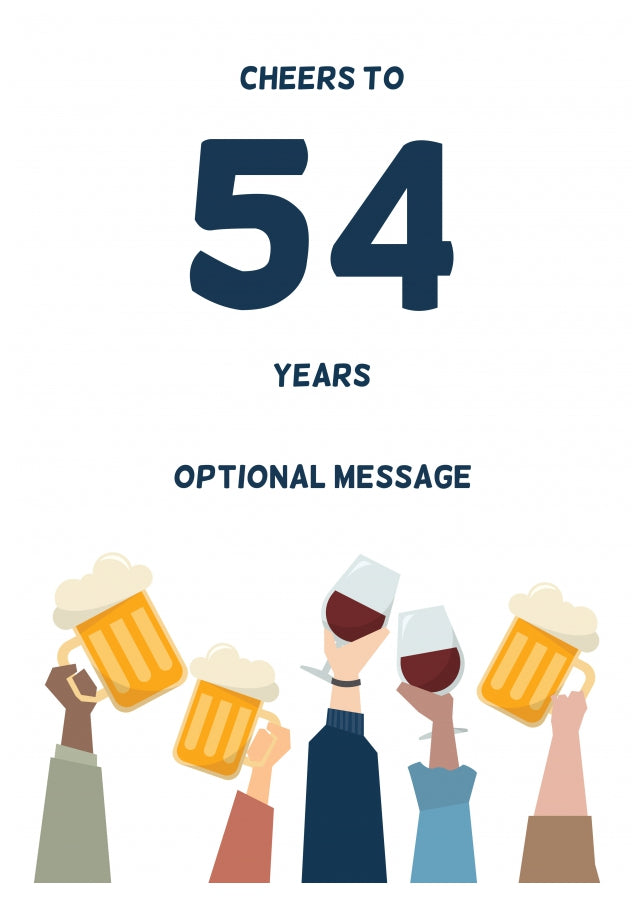 Fun 54th Birthday Card - Cheers to 54 Years!