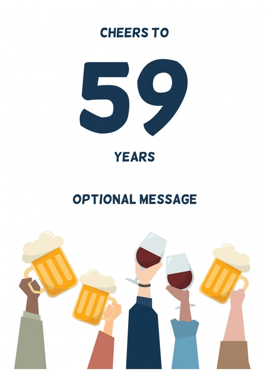 Fun 59th Birthday Card - Cheers to 59 Years!