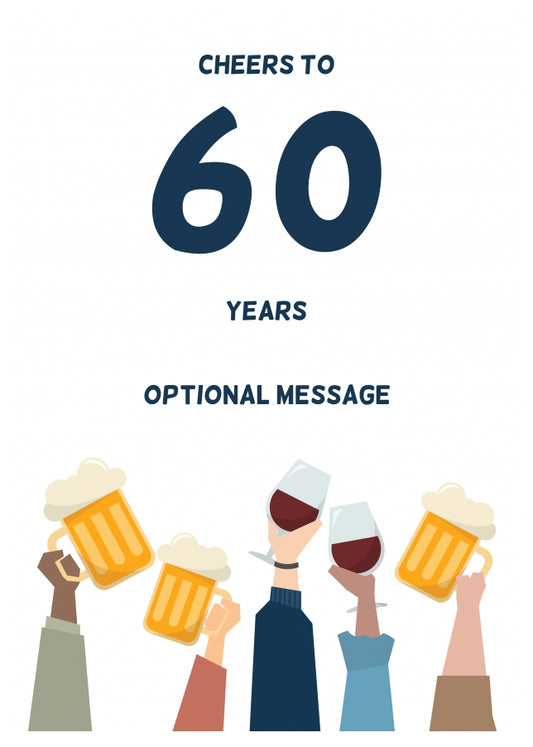 Fun 60th Birthday Card - Cheers to 60 Years!