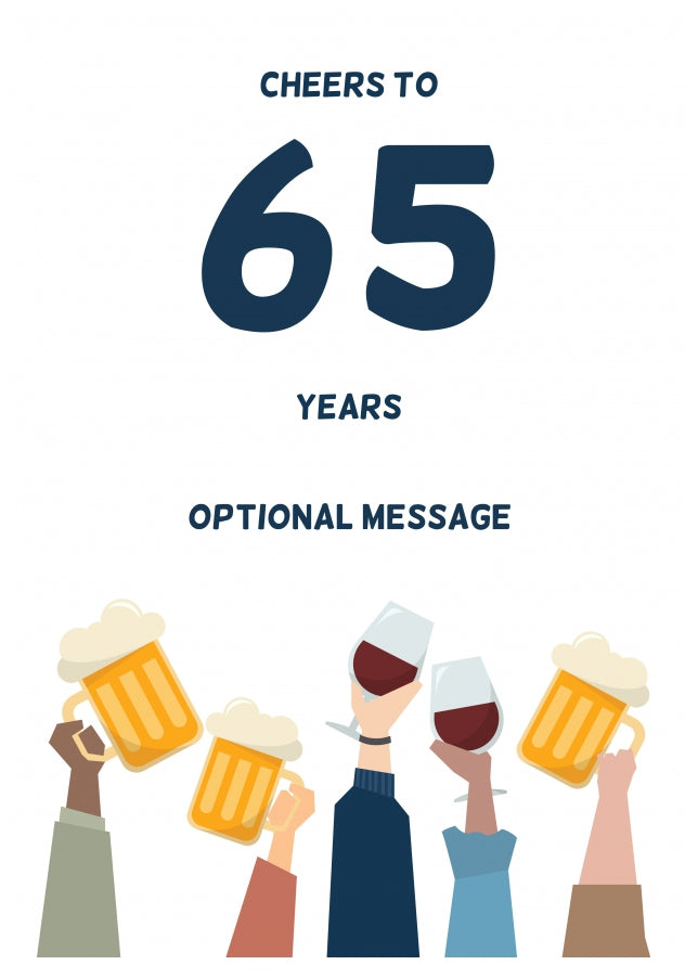 Fun 65th Birthday Card - Cheers to 65 Years!