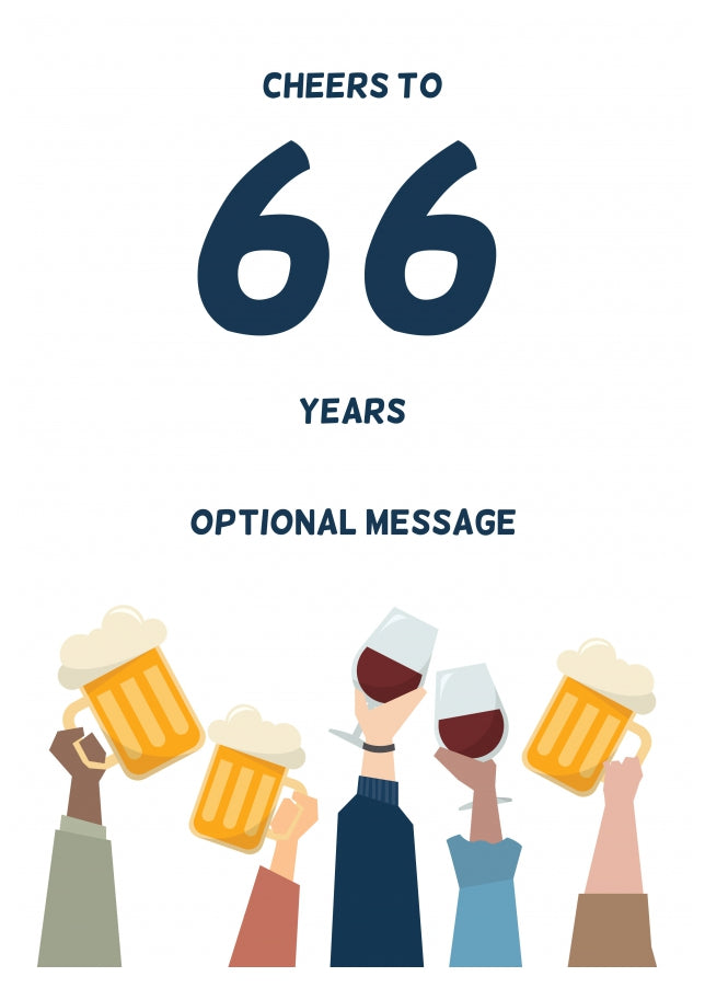 Fun 66th Birthday Card - Cheers to 66 Years!