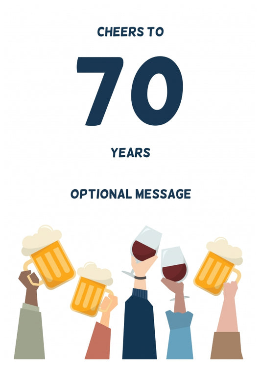 Fun 70th Birthday Card - Cheers to 70 Years!