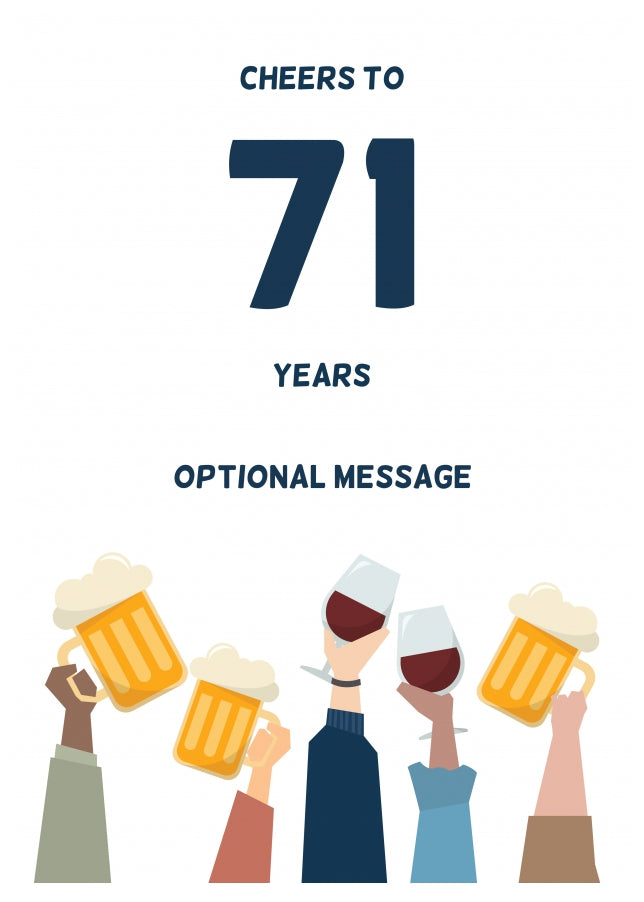 Fun 71st Birthday Card - Cheers to 71 Years!