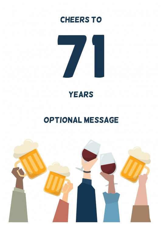 Fun 71st Birthday Card - Cheers to 71 Years!