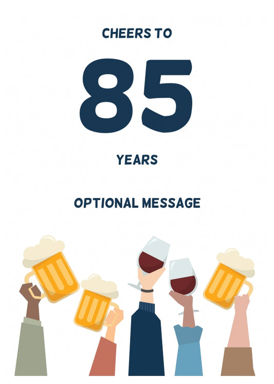 Fun 85th Birthday Card - Cheers to 85 Years!