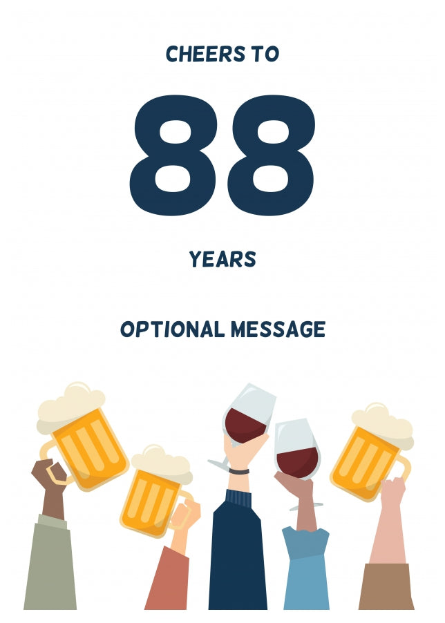 Fun 88th Birthday Card - Cheers to 88 Years!